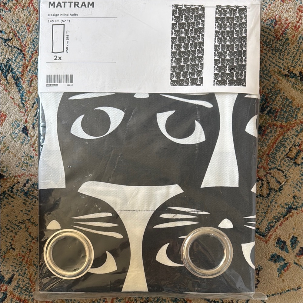IKEA black and white cat Design Curtains